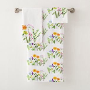 Spring Summer Wild flowers Bath Towel Set