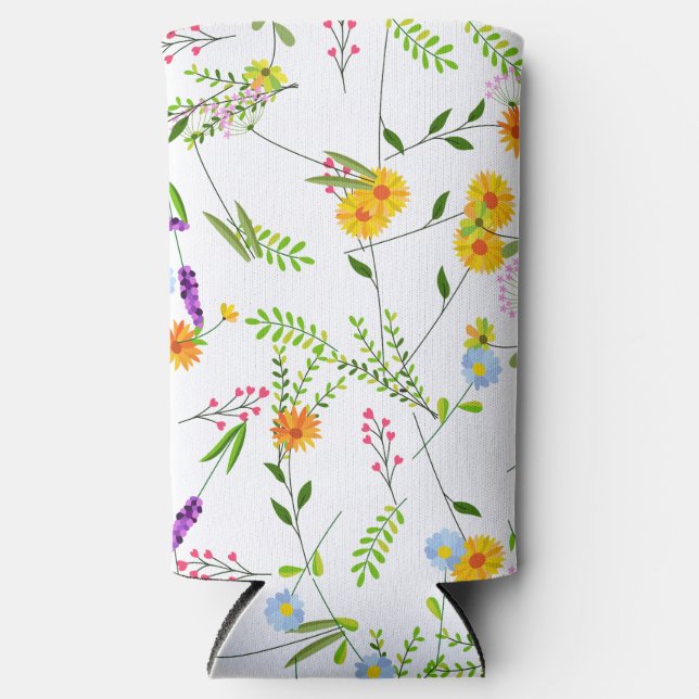 Spring Summer Wild flowers Seltzer Can Cooler (Front)