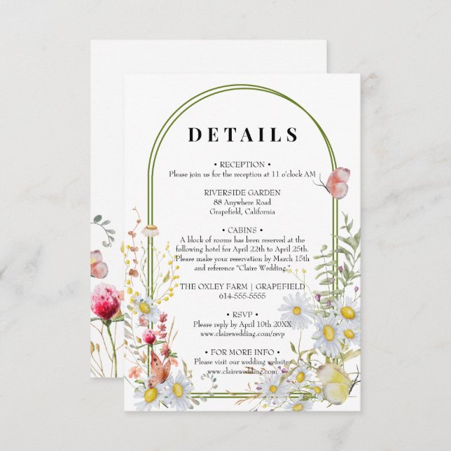 Spring Summer Wildflower Beige Boho Enclosure Card (Front/Back)