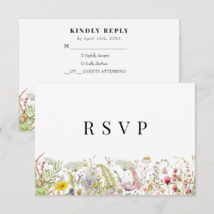 Spring Summer Wildflower Beige Boho RSVP Card