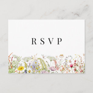 Spring Summer Wildflower Beige Boho RSVP Card