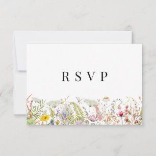 Spring Summer Wildflower Beige Boho RSVP Card