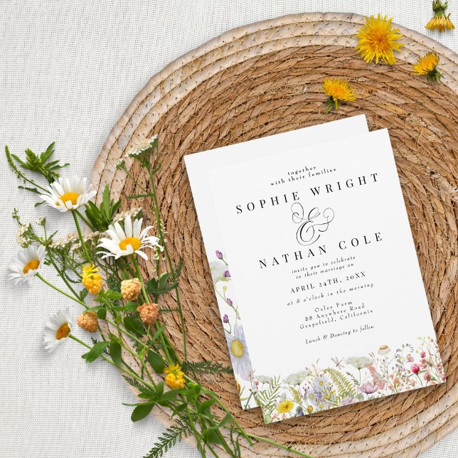 Spring Summer Wildflower Beige Boho Wedding  Invitation (Creator Uploaded)