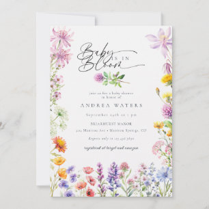Spring Summer Wildflower   Colourful Baby Shower Invitation