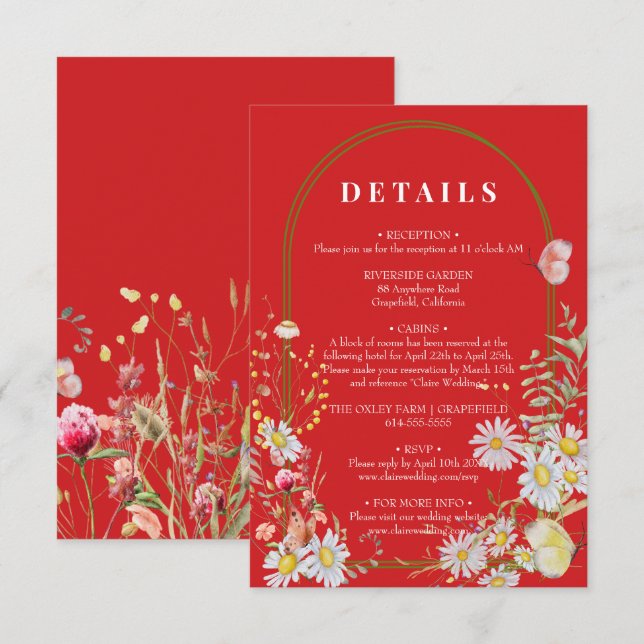 Spring Summer Wildflower Fiery Red Enclosure Card (Front/Back)