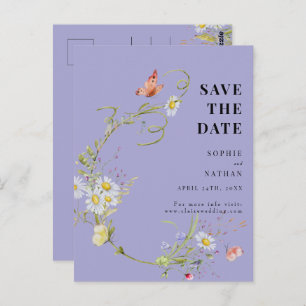 Spring Summer Wildflower Periwinkle Save the Date Postcard