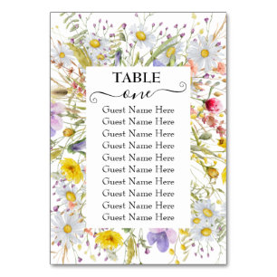 Spring Summer Wildflower Wedding Seating Chart Table Number