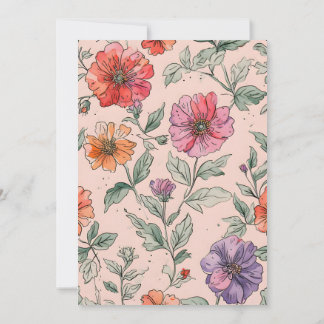 Spring summer wildflowers floral Sweet 16 pink Inv Invitation