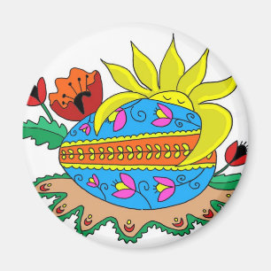 Spring Sun and Pysanka Magnet