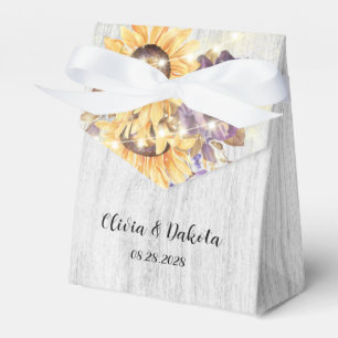 Spring Sunflower and Purple Peony Wedding  Favor Box