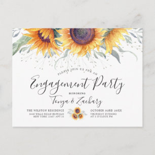 Spring Sunflower Bloom   Engagement Party Invite Postcard