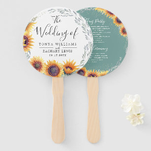 Spring Sunflower Bloom   Wedding Program Hand Fan