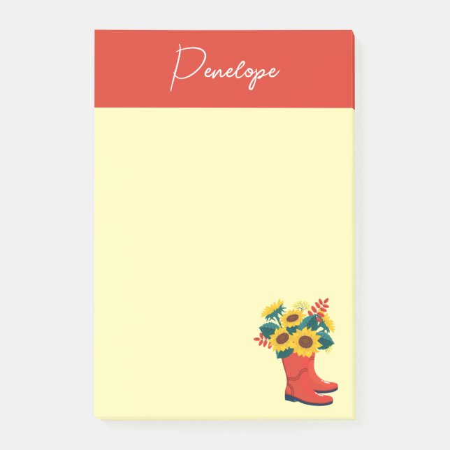 Spring Sunflowers and Rain Boots  Post-it Notes (Front)