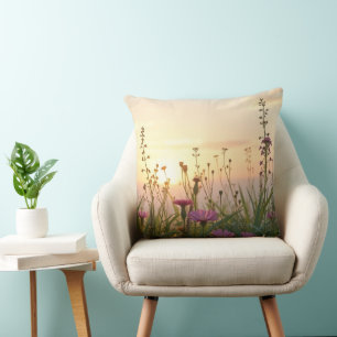 spring sunset. throw pillow
