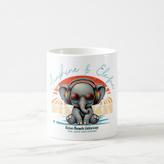 Spring Sunshine and Ele-fun Retro Beach Getaway Coffee Mug (Center)