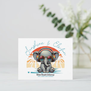 Spring Sunshine and Ele-fun Retro Beach Getaway Holiday Postcard