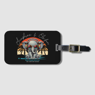 Spring Sunshine and Ele-fun Retro Beach Getaway Luggage Tag