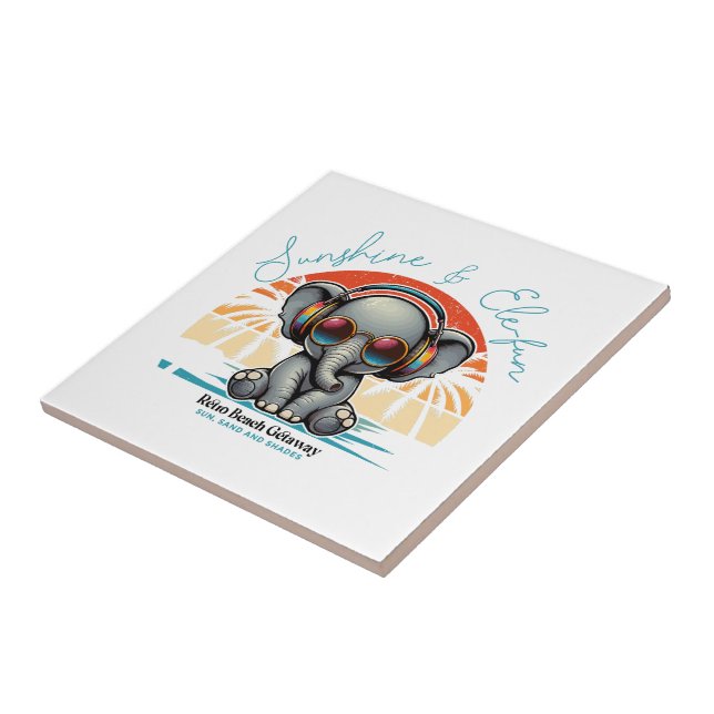 Spring Sunshine and Ele-fun Retro Beach Getaway Tile (Side)