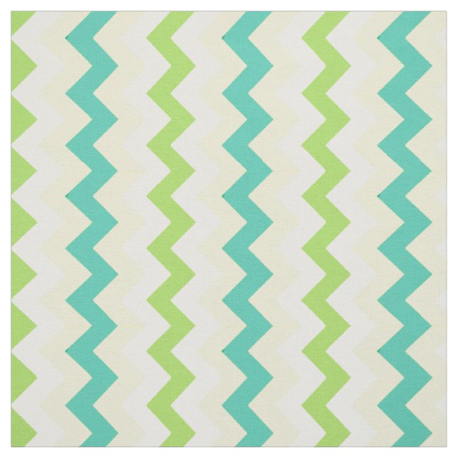 Spring Sunshine Chevron Pattern Teal Green Yellow Fabric (Swatch)