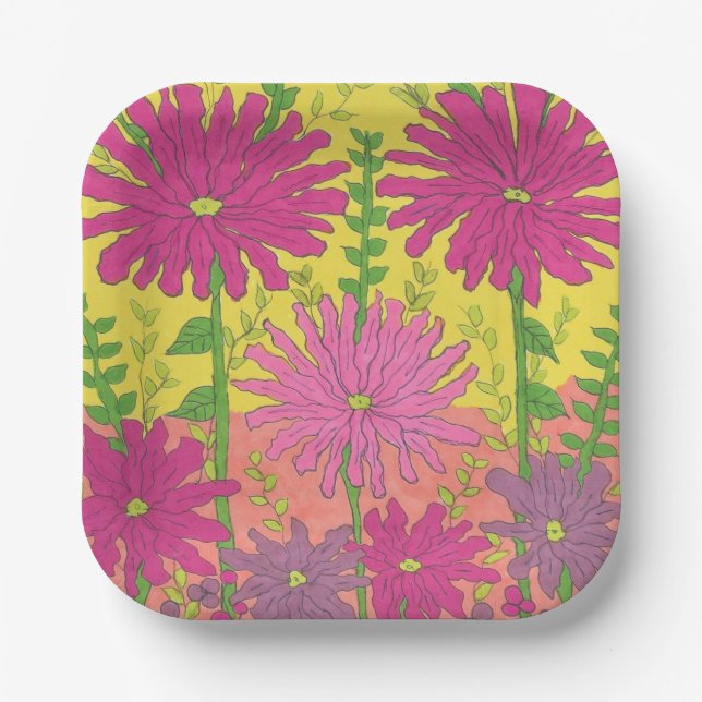 Spring Sunshine Floral  Paper Plate (Front)