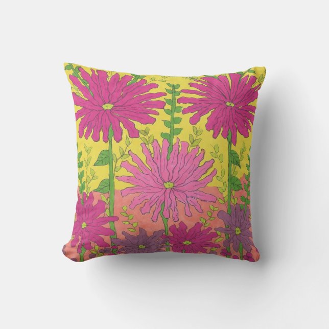 Spring Sunshine Floral Throw Pillow (Front)