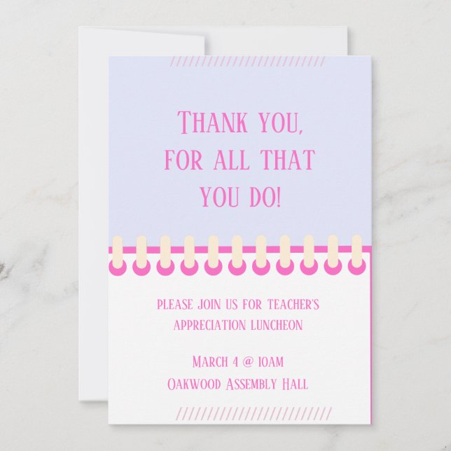 Spring Teacher Appreciation Party Invitation (Front)
