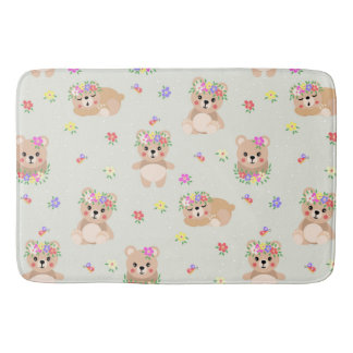 Spring teddy bear bath mat