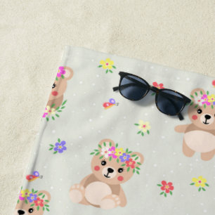 Spring teddy bear beach towel
