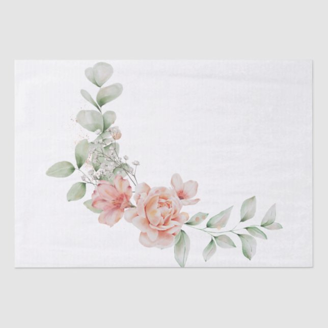 Spring Tender Peach Pastel Floral Bouquet Tissue Paper (Front)