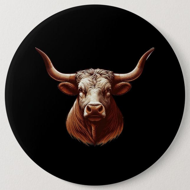 Spring Texas longhorn 6 Inch Round Button (Front)