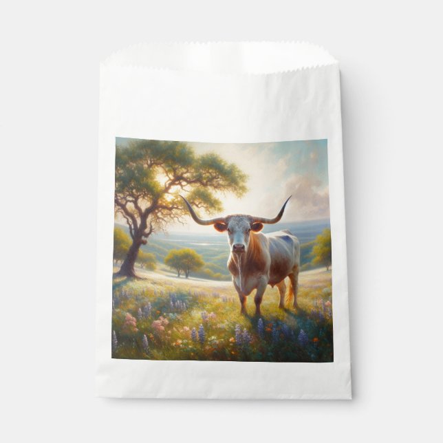 Spring Texas longhorn cow  Favour Bag (Front)