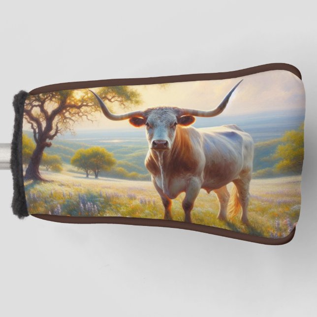 Spring Texas longhorn cow  Golf Head Cover (Front)