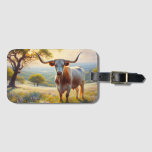 Spring Texas longhorn cow  Luggage Tag