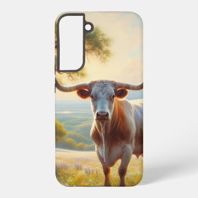 Spring Texas longhorn cow  Samsung Galaxy S22+ Case (Back)
