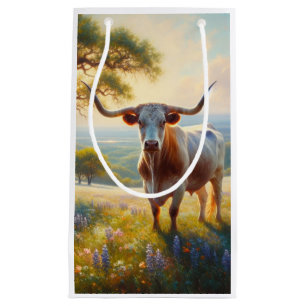 Spring Texas longhorn cow  Small Gift Bag