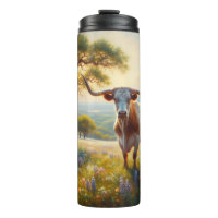 Spring Texas longhorn cow