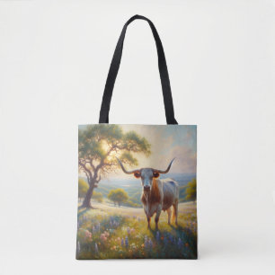 Spring Texas longhorn cow  Tote Bag