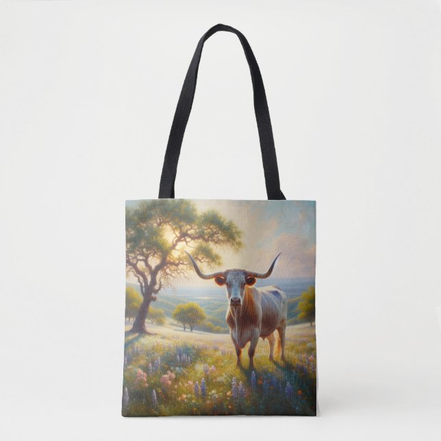 Spring Texas longhorn cow  Tote Bag (Front)