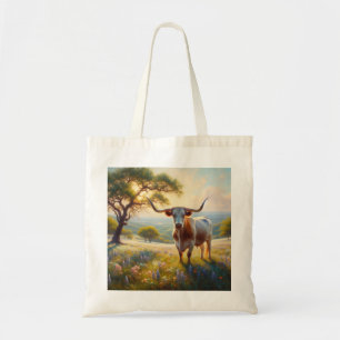 Spring Texas longhorn cow Tote Bag