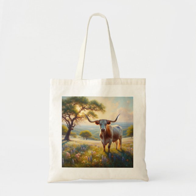 Spring Texas longhorn cow  Tote Bag (Front)