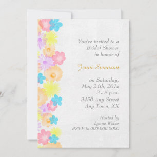 Spring Theme Flower Border Bridal Shower Invitation
