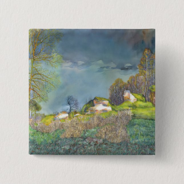 Spring thunderstorm 2 inch square button (Front)