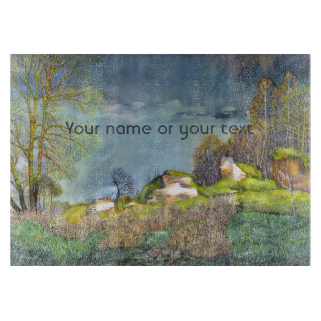 Spring thunderstorm painting  Watercolor Cutting Board (Front)