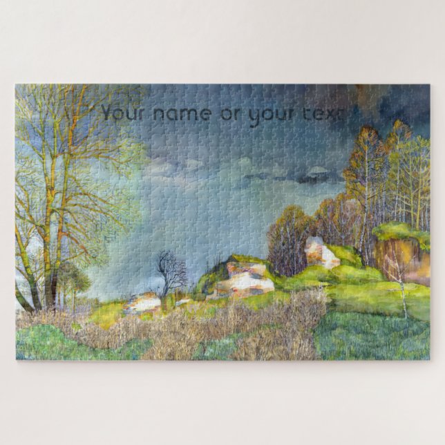 Spring thunderstorm painting  Watercolor Jigsaw Puzzle (Horizontal)