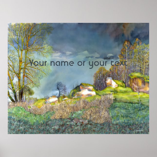 Spring thunderstorm painting  Watercolor Poster (Front)