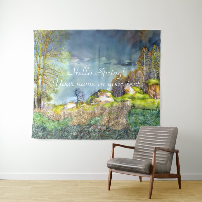 Spring thunderstorm painting  Watercolor Tapestry (In Situ (Horizontal))