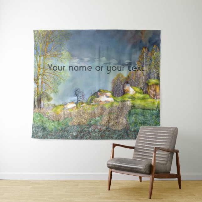 Spring thunderstorm painting  Watercolor Tapestry (In Situ (Horizontal))