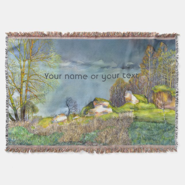 Spring thunderstorm painting  Watercolor Throw Blanket (Front)