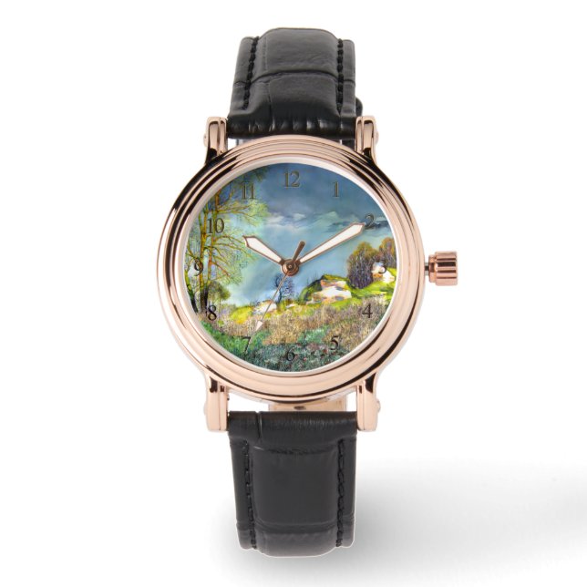 Spring thunderstorm painting  Watercolor Watch (Front)