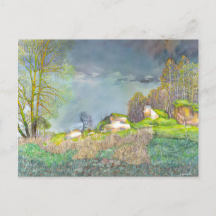 Spring thunderstorm postcard